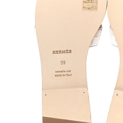 Hermes Matte Niloticus Crocodile Himalaya Oran Sandals 39 Blanc 6 of 8