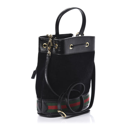 Gucci Suede Patent Web Small Ophidia Bucket Bag Black 3 of 10