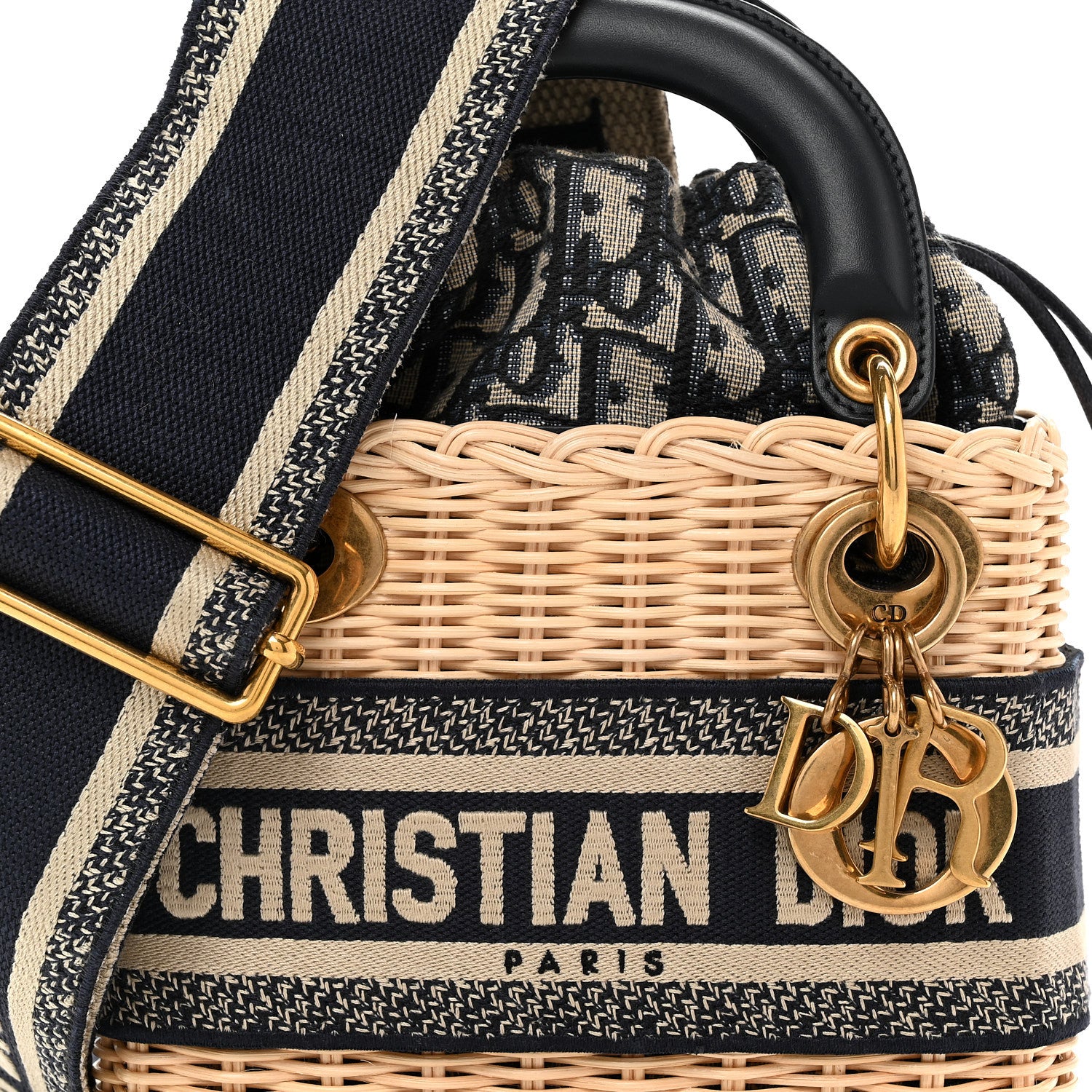 Christian Dior斜めがけバッグ Christian Dior Wicker Oblique Mini Lady Dior Bag Blue 1883876