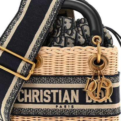 Christian Dior Wicker Oblique Mini Lady Dior Bag Blue 7 of 9