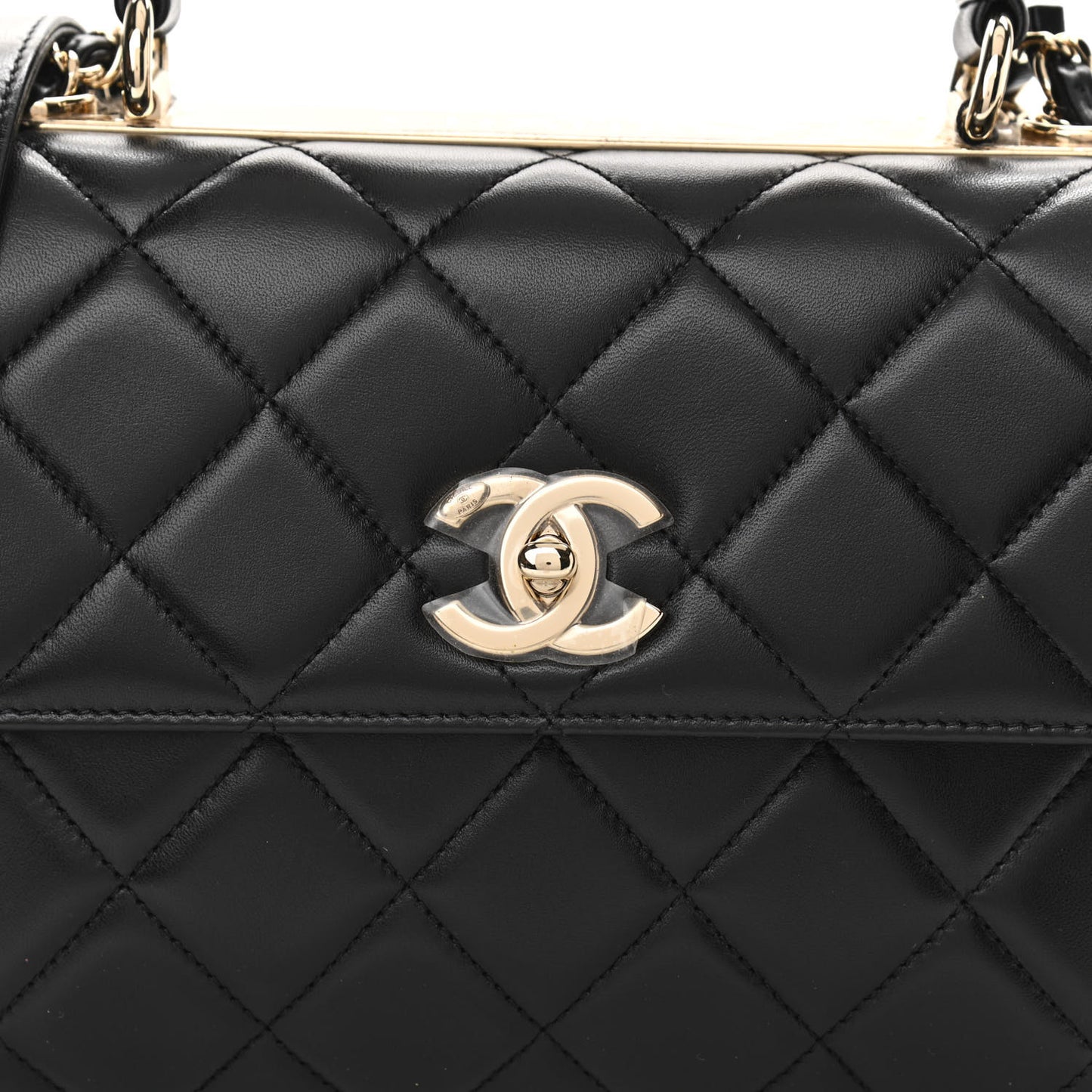 Lambskin Quilted Small Trendy CC Dual Handle Flap Bag Black