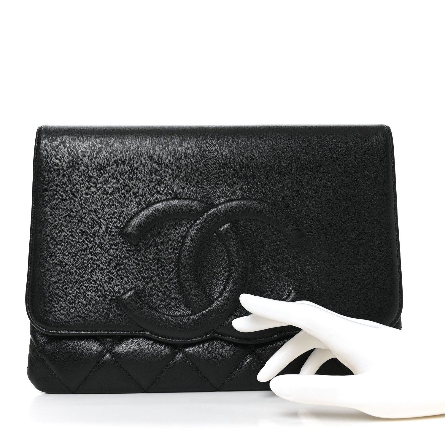 Chanel Goatskin Quilted Timeless CC Clutch Black 2 of 11