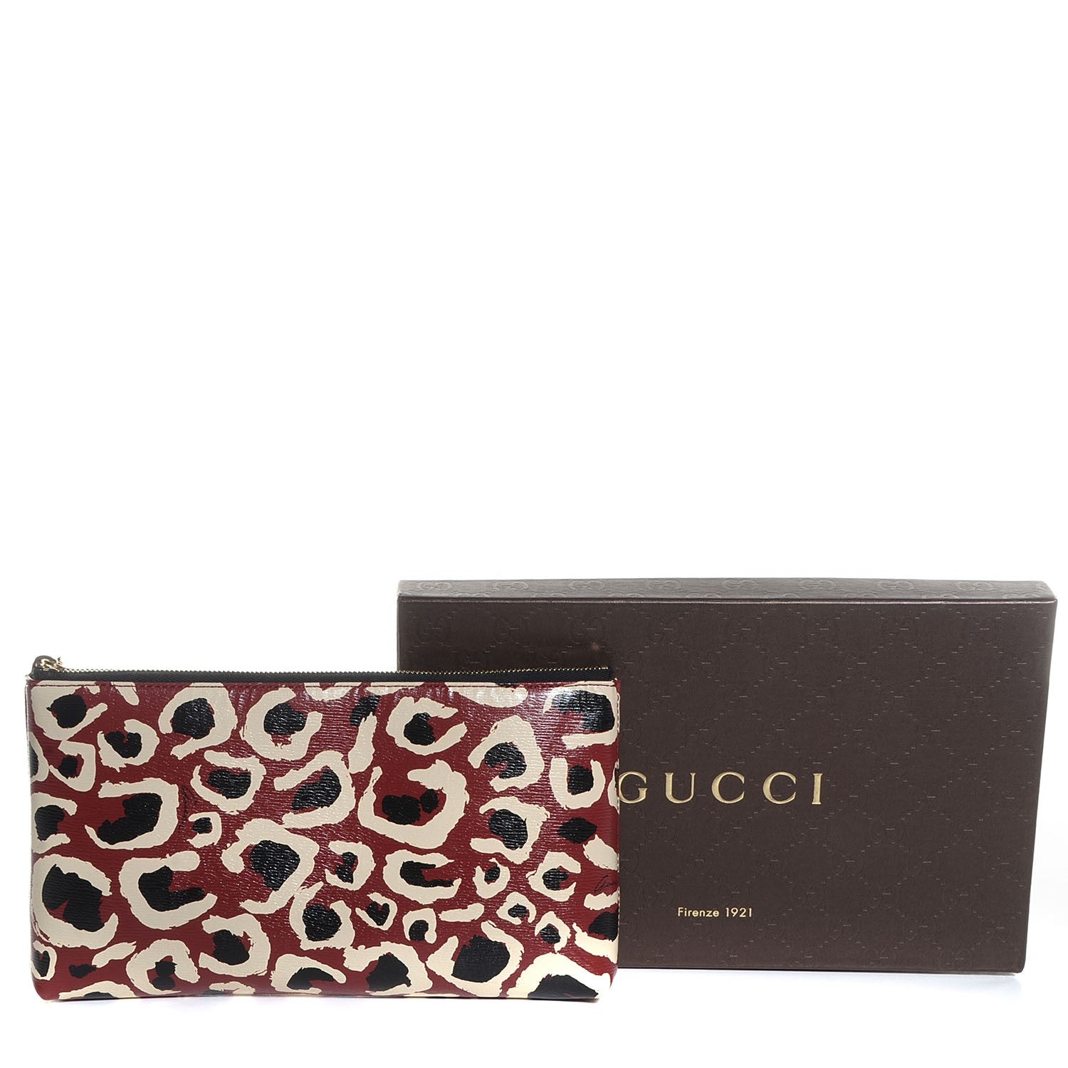 Gucci Leopard Print Leather Large Pouch 5 of 8
