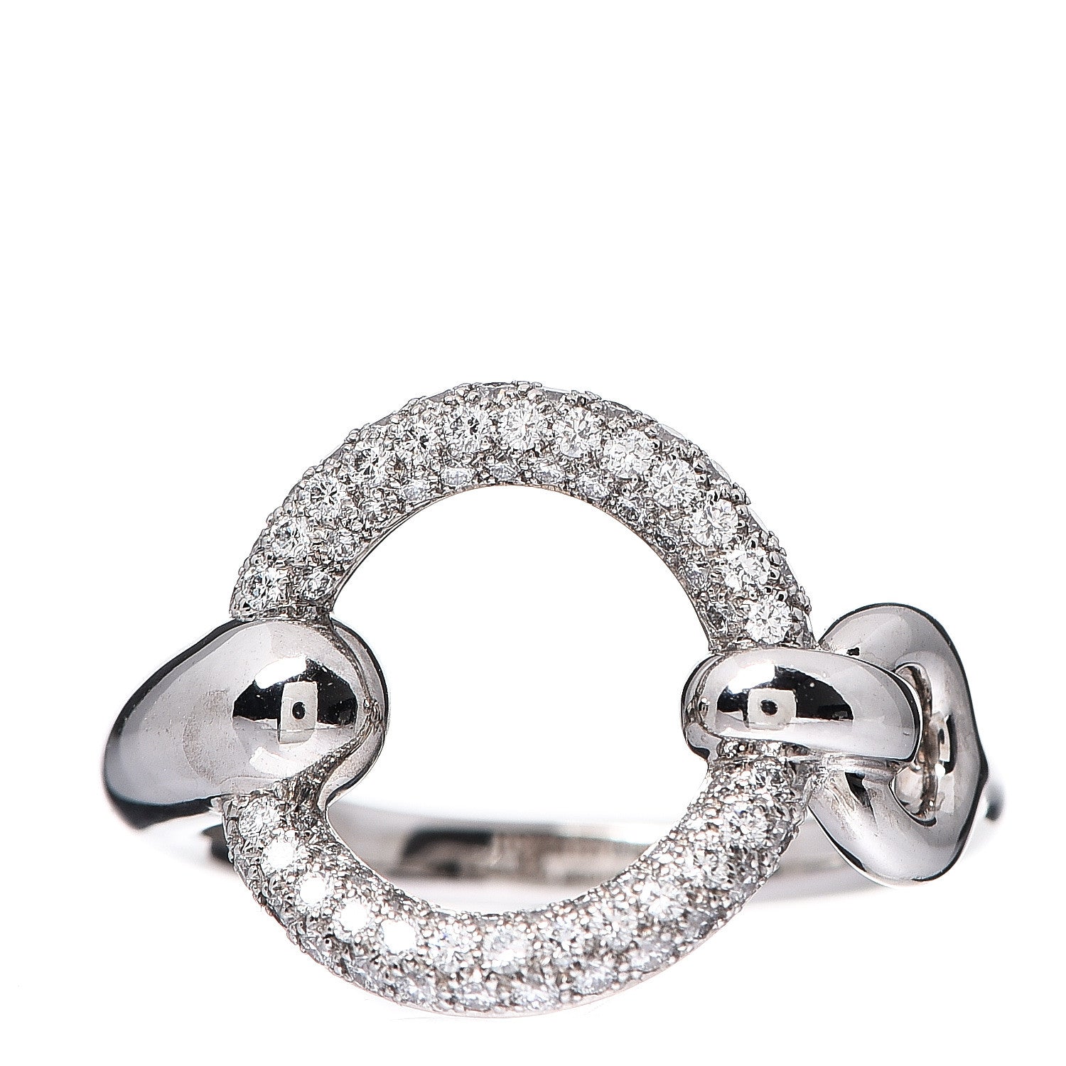 Hermes 18K White Gold Diamond Filet d'Or Ring 53 6.25 1 of 5