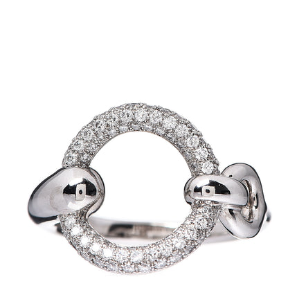 Hermes 18K White Gold Diamond Filet d'Or Ring 53 6.25 1 of 5