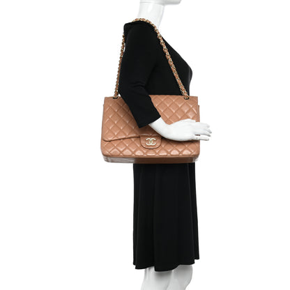 Chanel Lambskin Quilted Maxi Single Flap Dark Beige 2 of 12