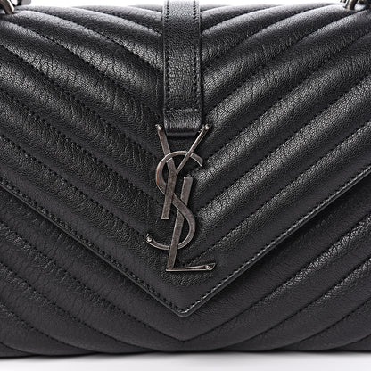 Saint Laurent Sheepskin Matelasse Chevron Monogram Medium College Bag Black 10 of 10