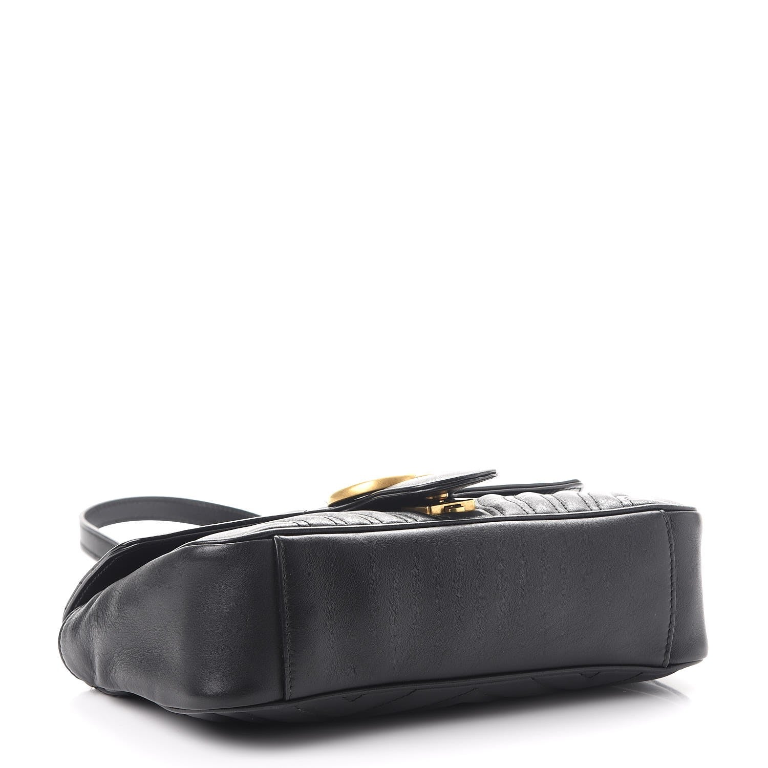 Gucci Calfskin Matelasse Small GG Marmont Shoulder Bag Black 4 of 13