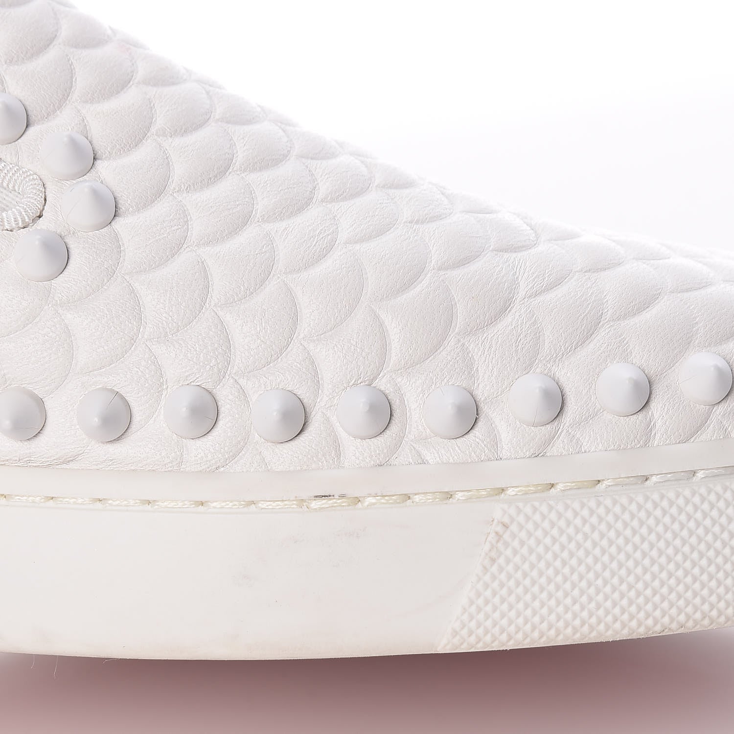 Christian Louboutin Nappa Scallop Embossed Spikes Roller Boat Flat 39 White 17 of 18