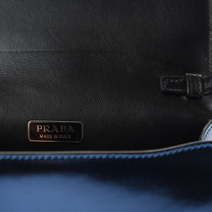 Prada Metallic Vitello Saffiano Cahier Bag Denim Black 8 of 8