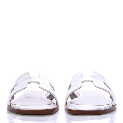 Hermes Box Calfskin Oran Sandals 37 White 2 of 10