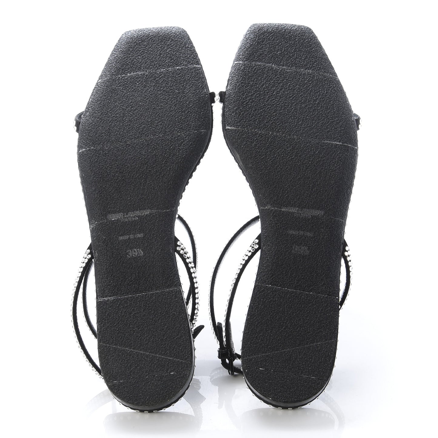 Calfskin Studded Raso Seta Sandals 39.5 Black