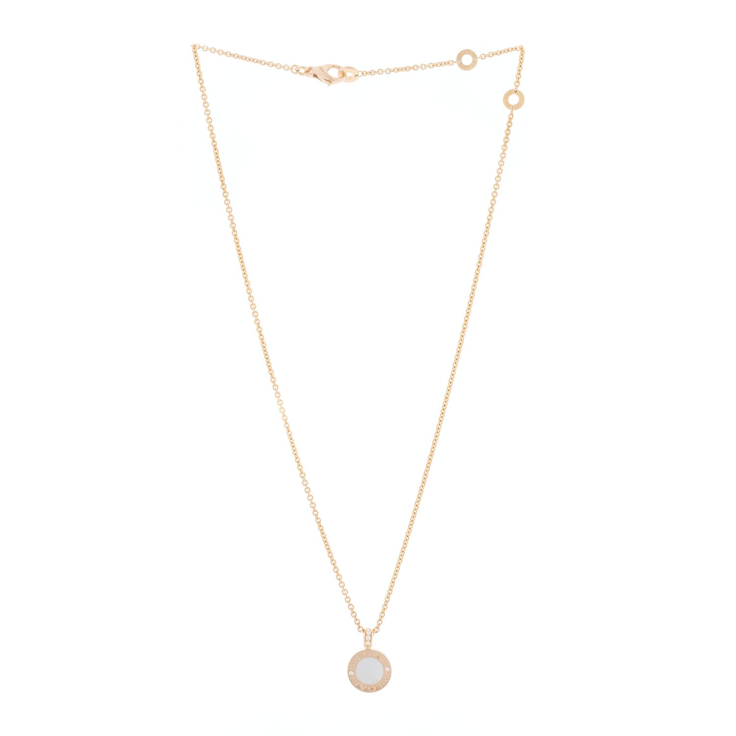 Bulgari 18K Rose Gold Diamond Black Onyx Mother of Pearl BVLGARI BVLGARI Pendant Necklace 4 of 7