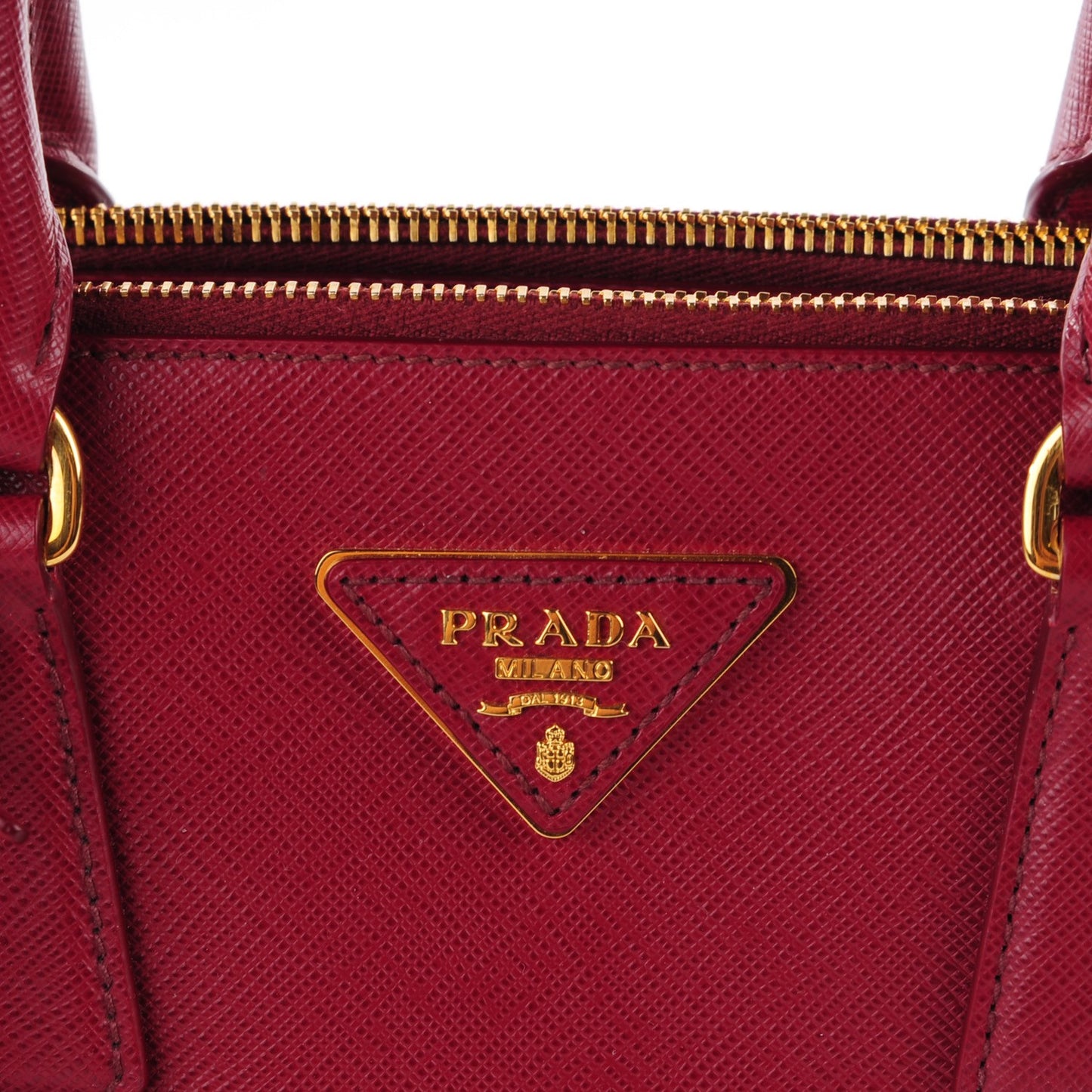 Saffiano Mini Galleria Double Zip Tote Cerise