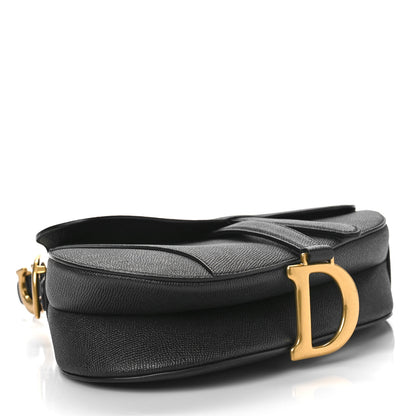 Christian Dior Grained Calfskin Saddle Bag With Strap Black 3 of 8