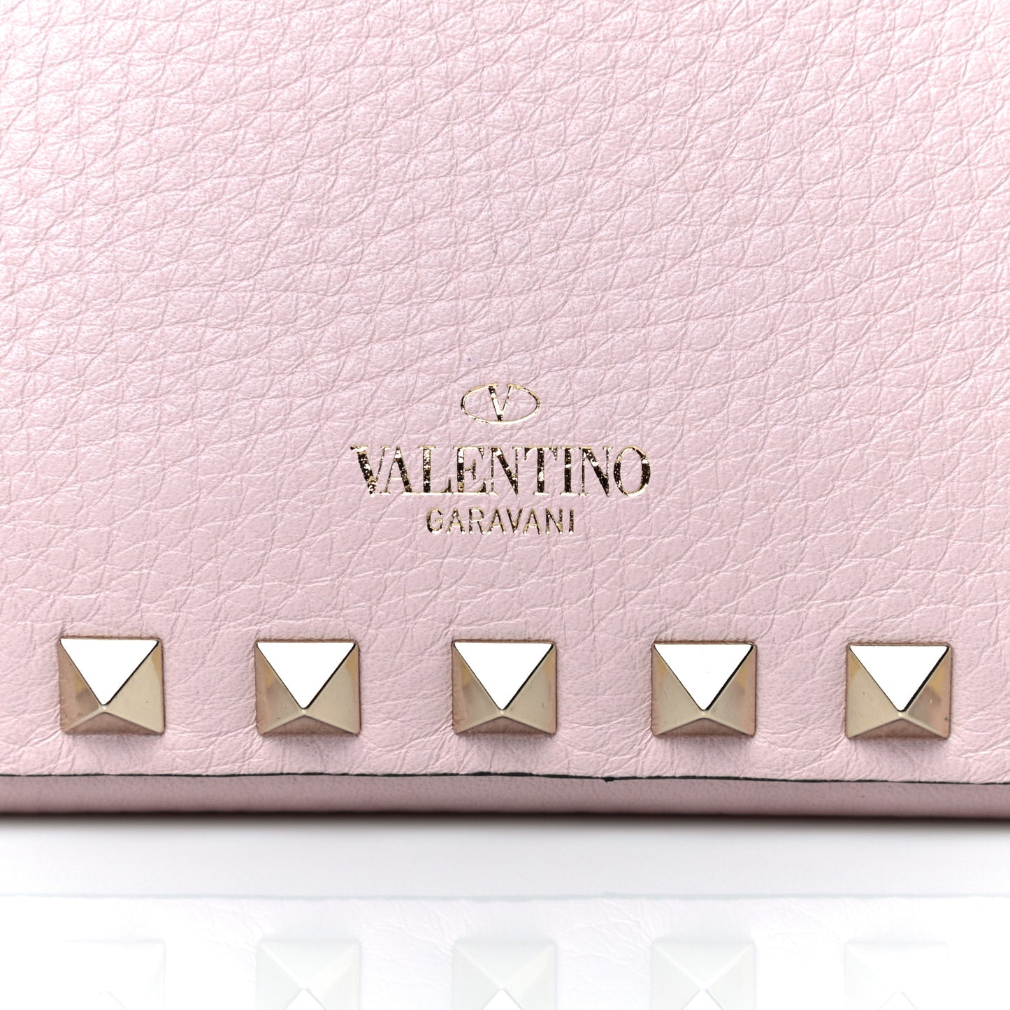 Grainy Calfskin Small Rockstud Top Handle Bag Rose Quartz