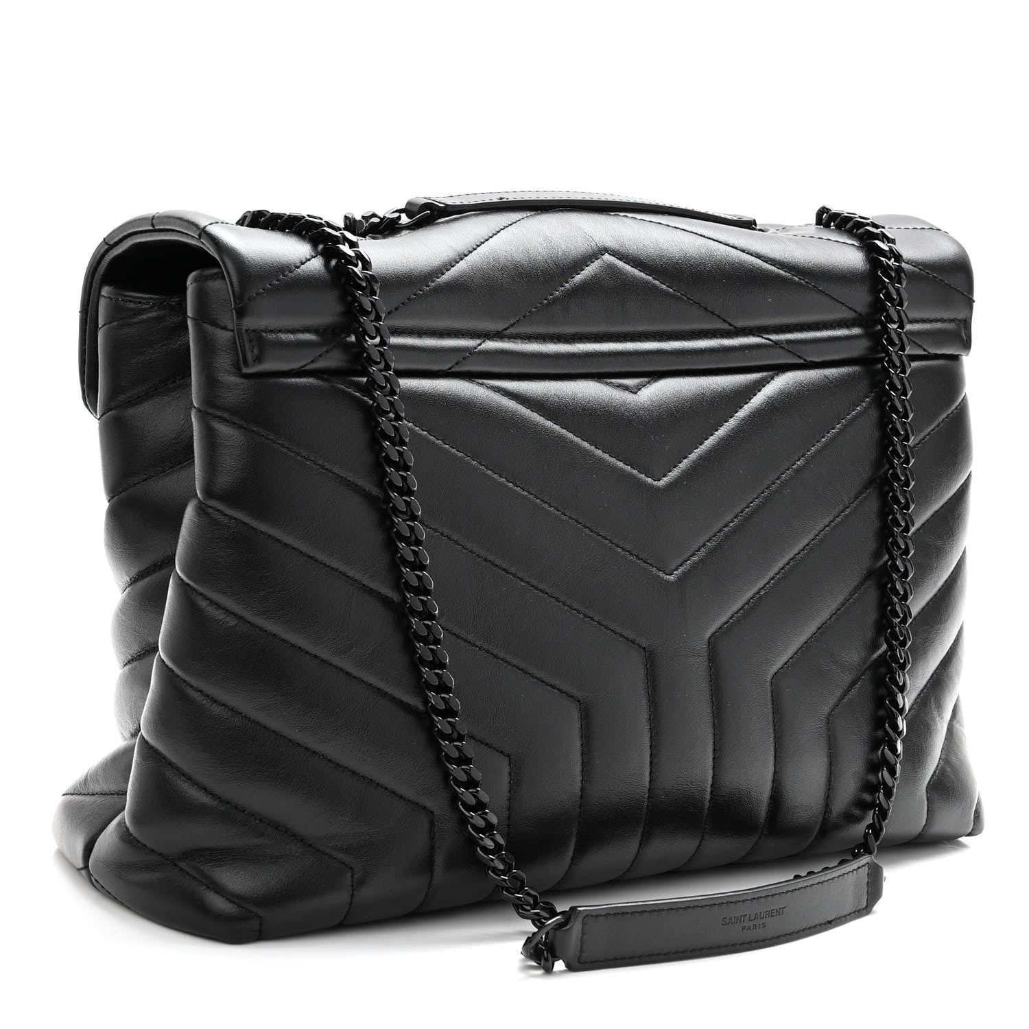 Saint Laurent Calfskin Y Quilted Monogram Monochrome Medium Loulou Chain Satchel Black 3 of 10