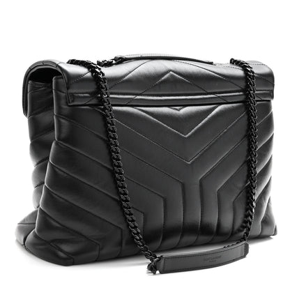 Saint Laurent Calfskin Y Quilted Monogram Monochrome Medium Loulou Chain Satchel Black 3 of 10