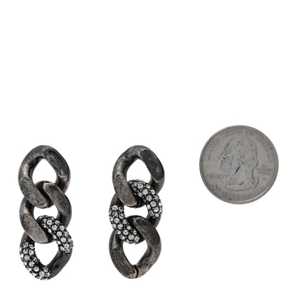 Saint Laurent Brass Curb Earrings Argent Oxyde 2 of 4