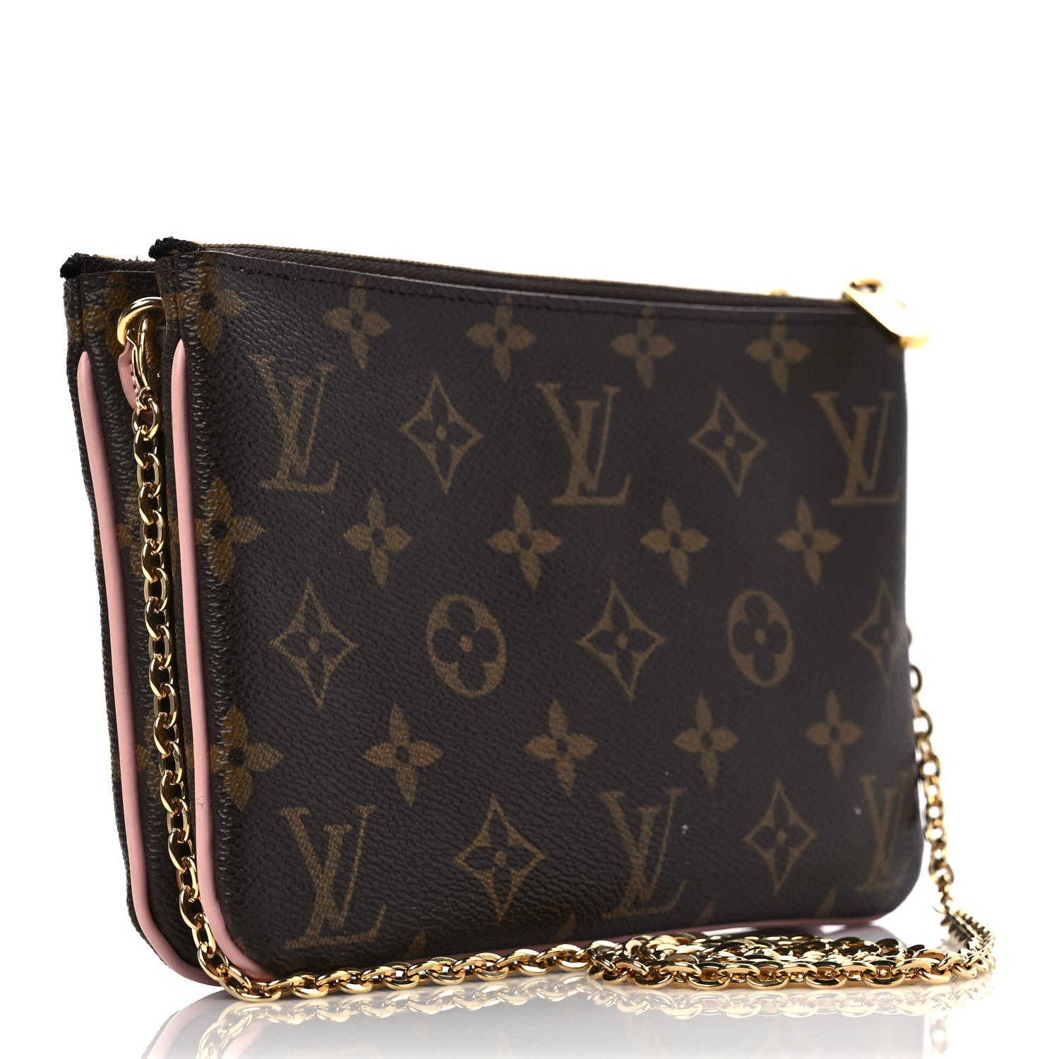 Louis Vuitton Monogram 2020 Christmas Animation Big Wheel Double Zip Pochette Rose Ballerine 3 of 10