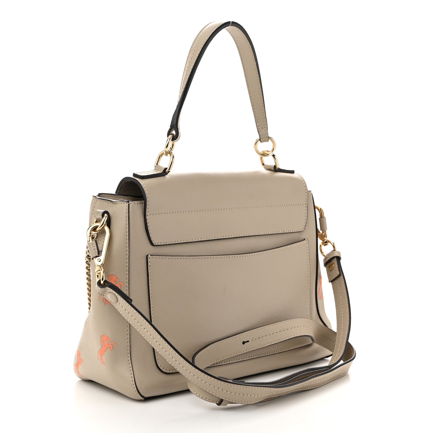 Chloe Smooth Calfskin Little Horses Embroidered Small Faye Day Shoulder Bag Pastel Grey 3 of 10