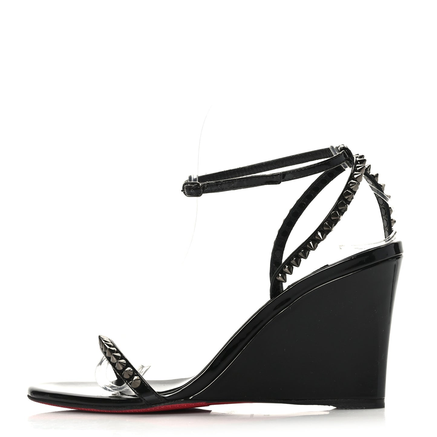 Patent Calfskin So Me Spike 85 Wedge Sandals 38 Black