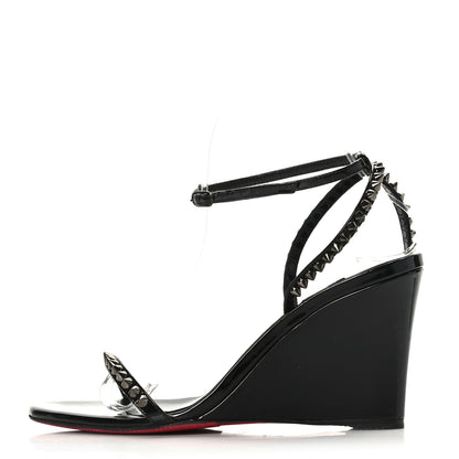 Christian Louboutin Patent Calfskin So Me Spike 85 Wedge Sandals 38 Black 1 of 7