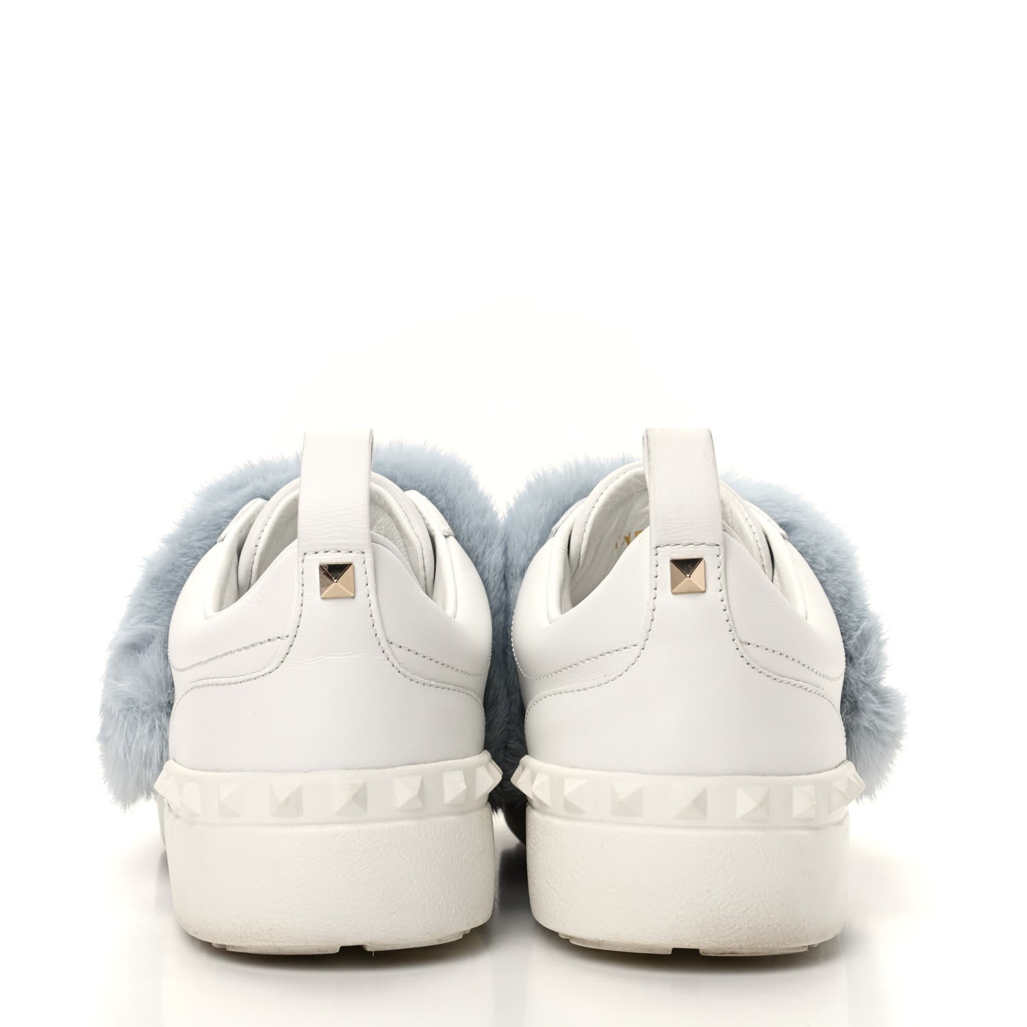 Valentino Garavani Calfskin Mink Fur Sneakers 38 White Niagara 7 of 11