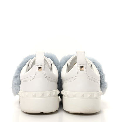 Valentino Garavani Calfskin Mink Fur Sneakers 38 White Niagara 7 of 11