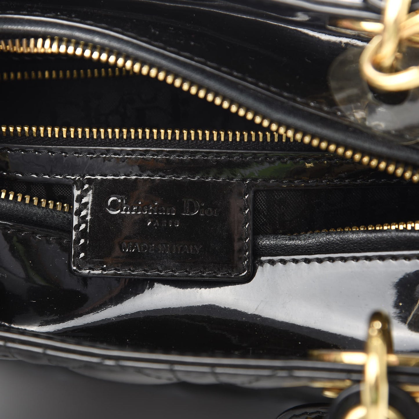 Patent Cannage Medium Lady Dior Black