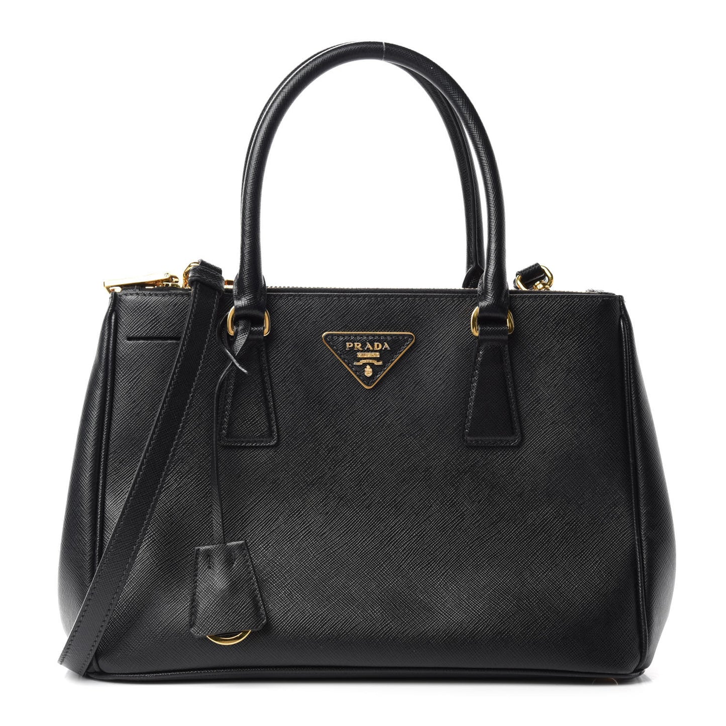 Saffiano Small Galleria Double Zip Tote Black
