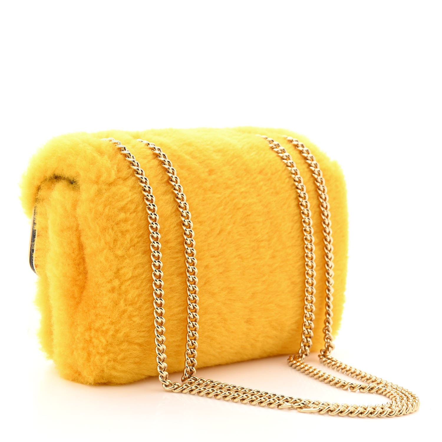 Fendi Shearling Glazed Fabric FF1974 Monster Eyes Small Bag Bug Chain Bag Narciso Tobacco Moro 3 of 10