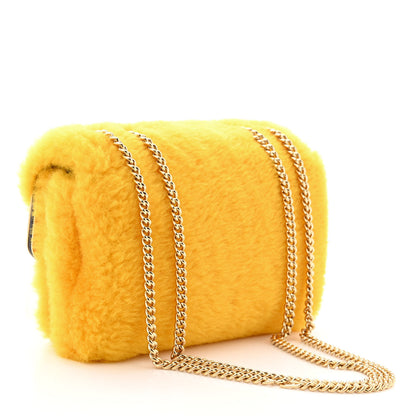 Fendi Shearling Glazed Fabric FF1974 Monster Eyes Small Bag Bug Chain Bag Narciso Tobacco Moro 3 of 10