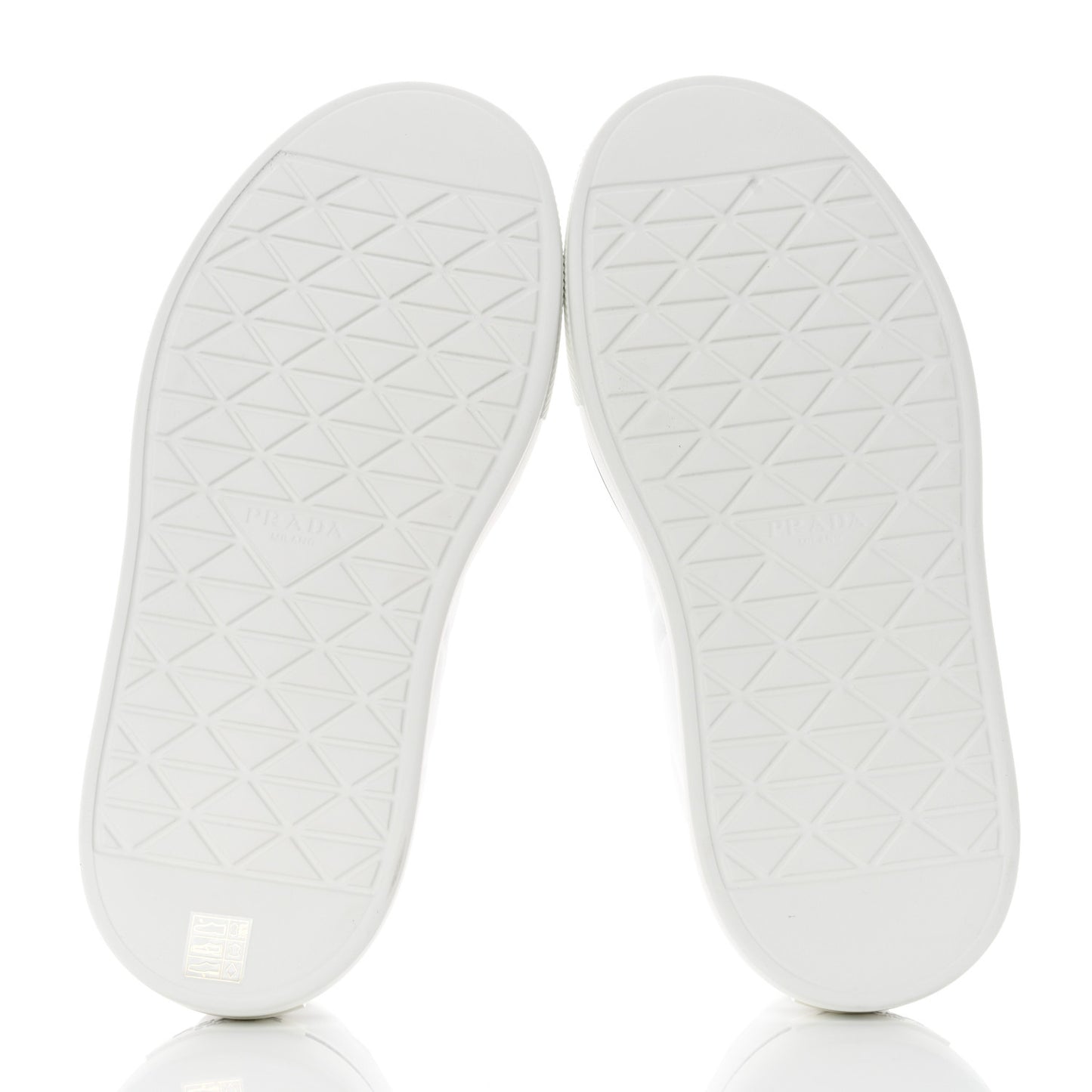 Re-Nylon Spazzolato Rubber Triangle Logo Macro Quilted Mens 35mm Platform Sneakers 8 White