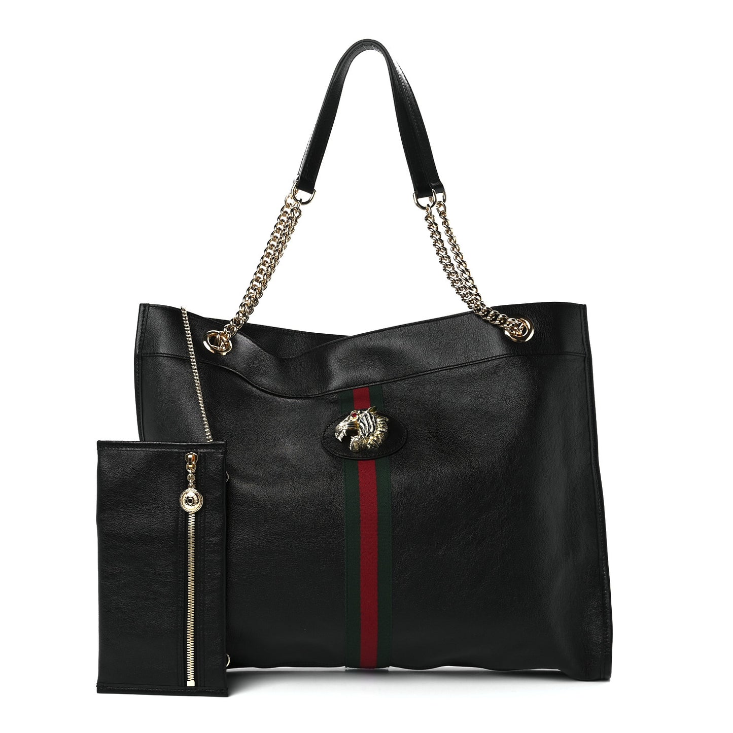 Calfskin Large Rajah Chain Tote Black