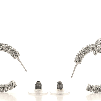 Chanel Crystal CC Hoop Earrings Silver 3 of 5