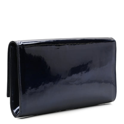 Saint Laurent Patent Monogram Large Belle De Jour Clutch Navy Blue 3 of 8