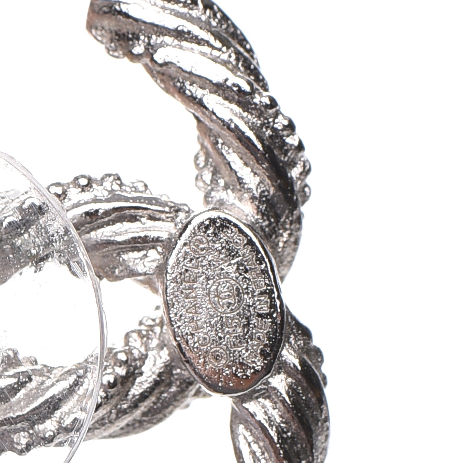 Chanel Crystal CC Twisted Earrings Silver 5 of 6