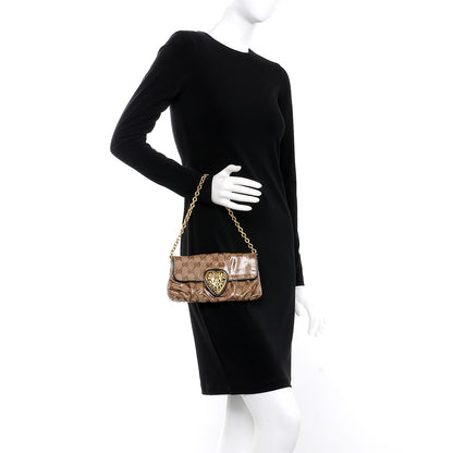 Gucci Crystal Monogram Babouska Clutch Dark Brown 2 of 9
