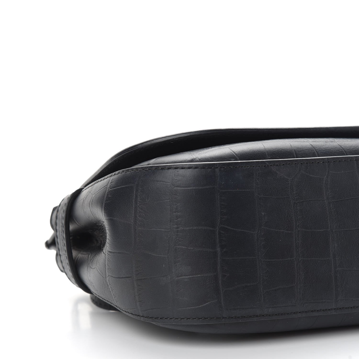 Mulberry Calfskin Crocodile Embossed Small Amberley Satchel Black 6 of 7