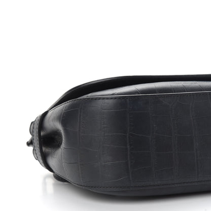 Mulberry Calfskin Crocodile Embossed Small Amberley Satchel Black 6 of 7