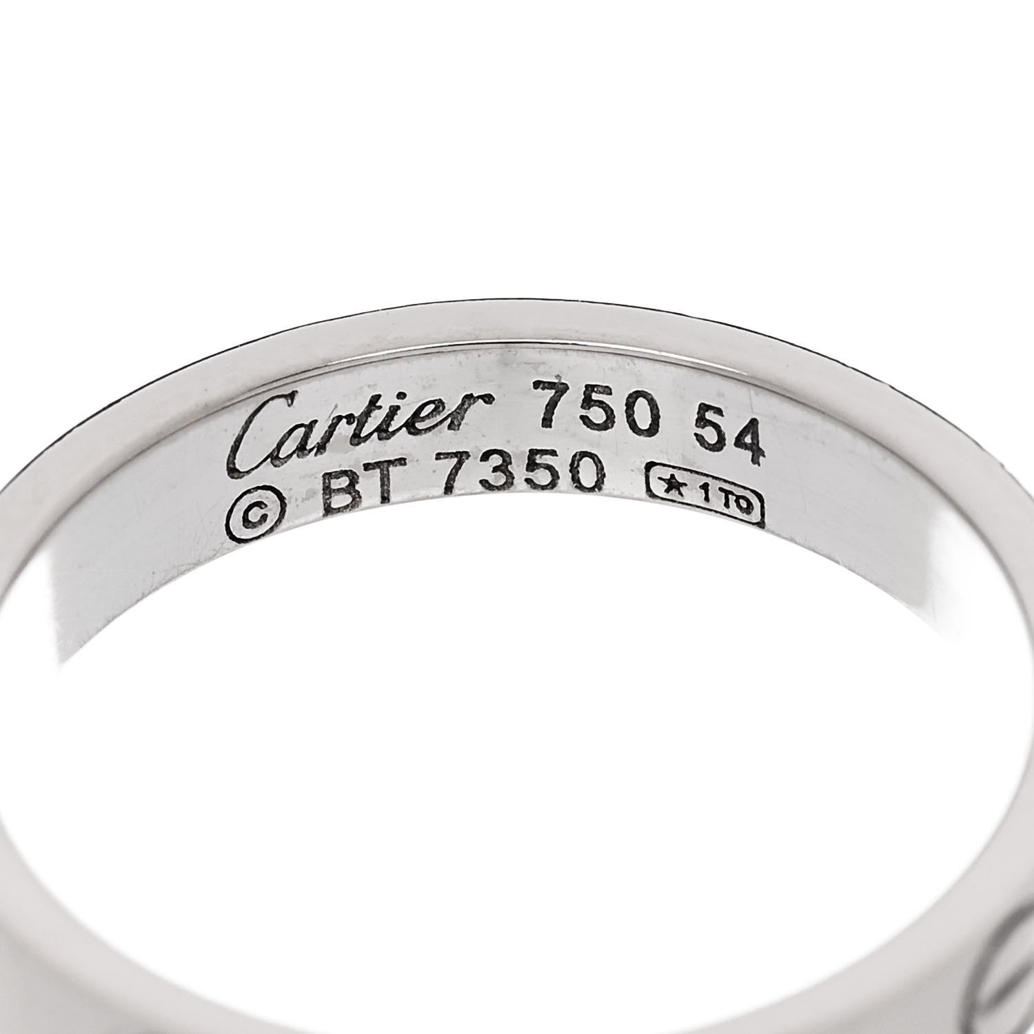Cartier 18K White Gold 3.5mm LOVE Wedding Band Ring 54 6.75 4 of 5