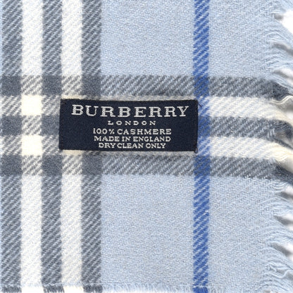 Burberry Cashmere Check Happy Fringe Scarf Light Blue 4 of 4