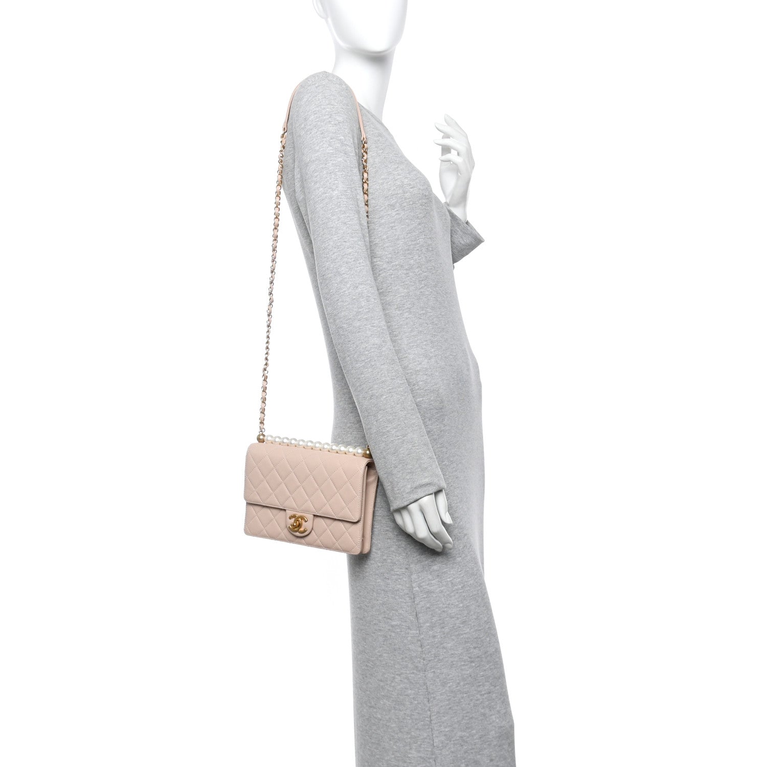 Chanel Goatskin Quilted Small Chic Pearls Flap Beige 2 of 10