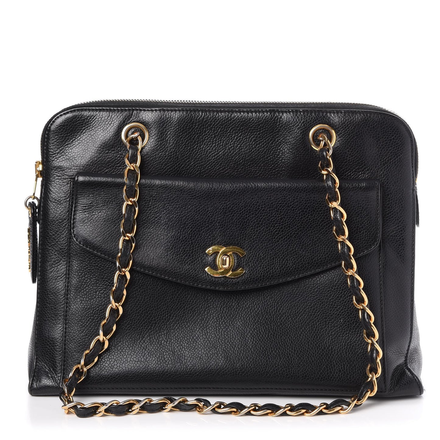 Caviar Flap Shoulder Bag Black