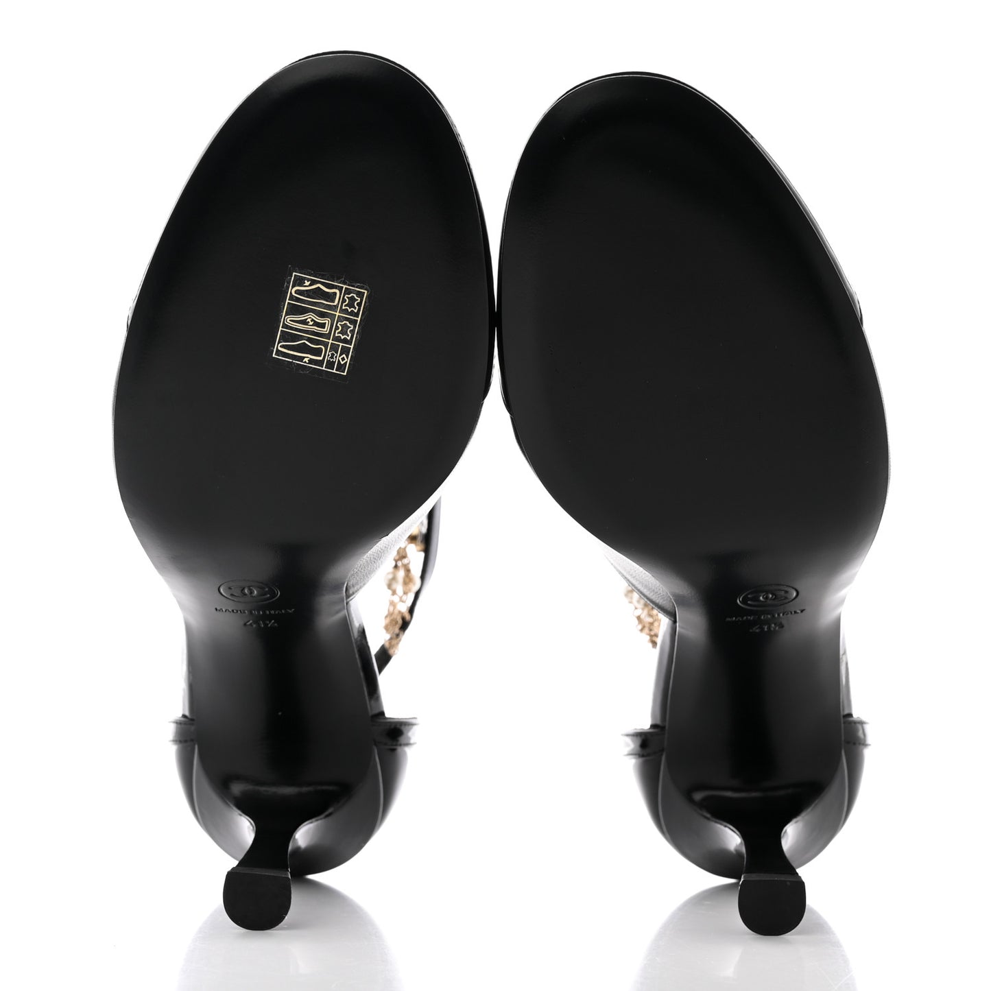 Patent Cap Toe Chain Ankle Strap Pumps 41.5 Black
