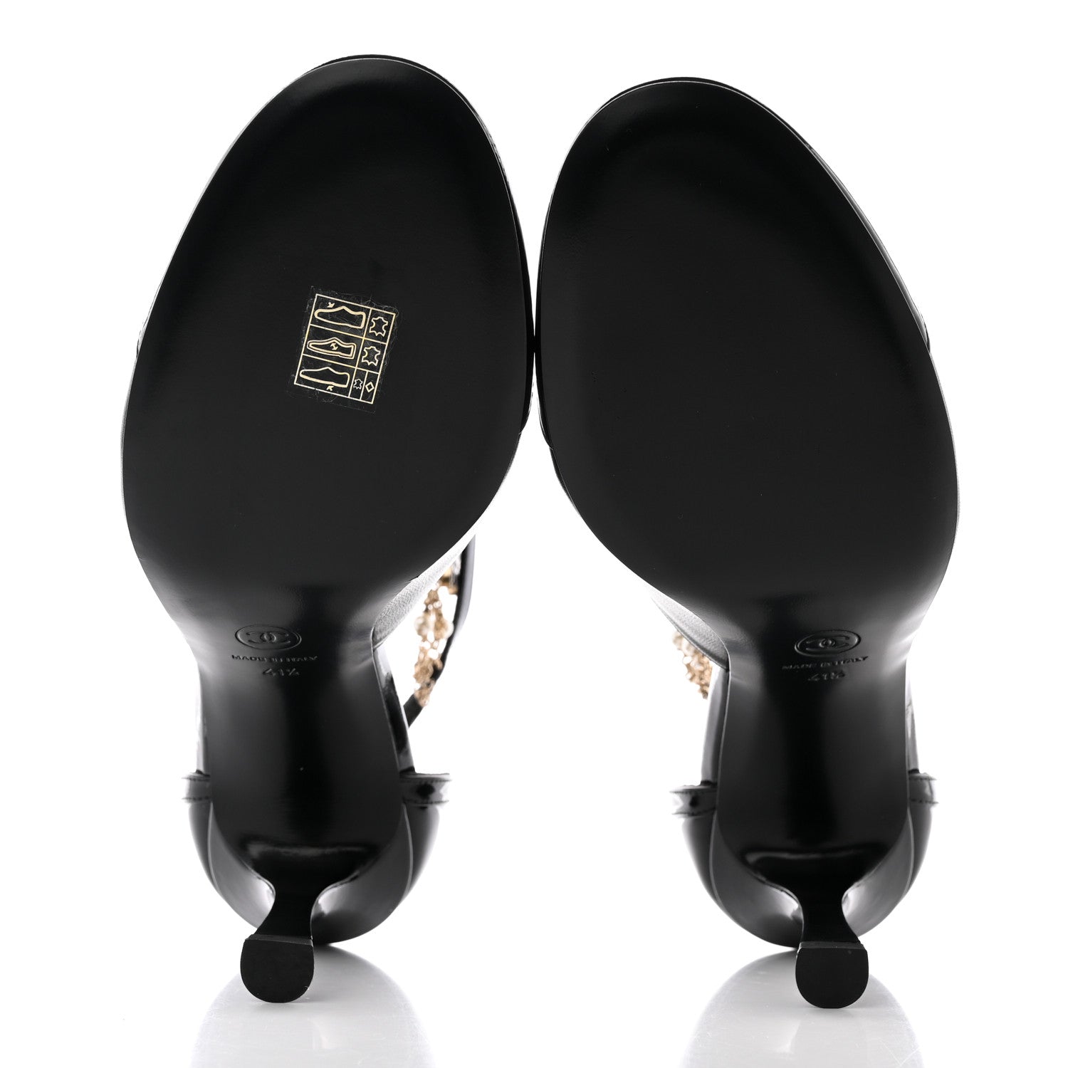Chanel Patent Cap Toe Chain Ankle Strap Pumps 41.5 Black 5 of 11