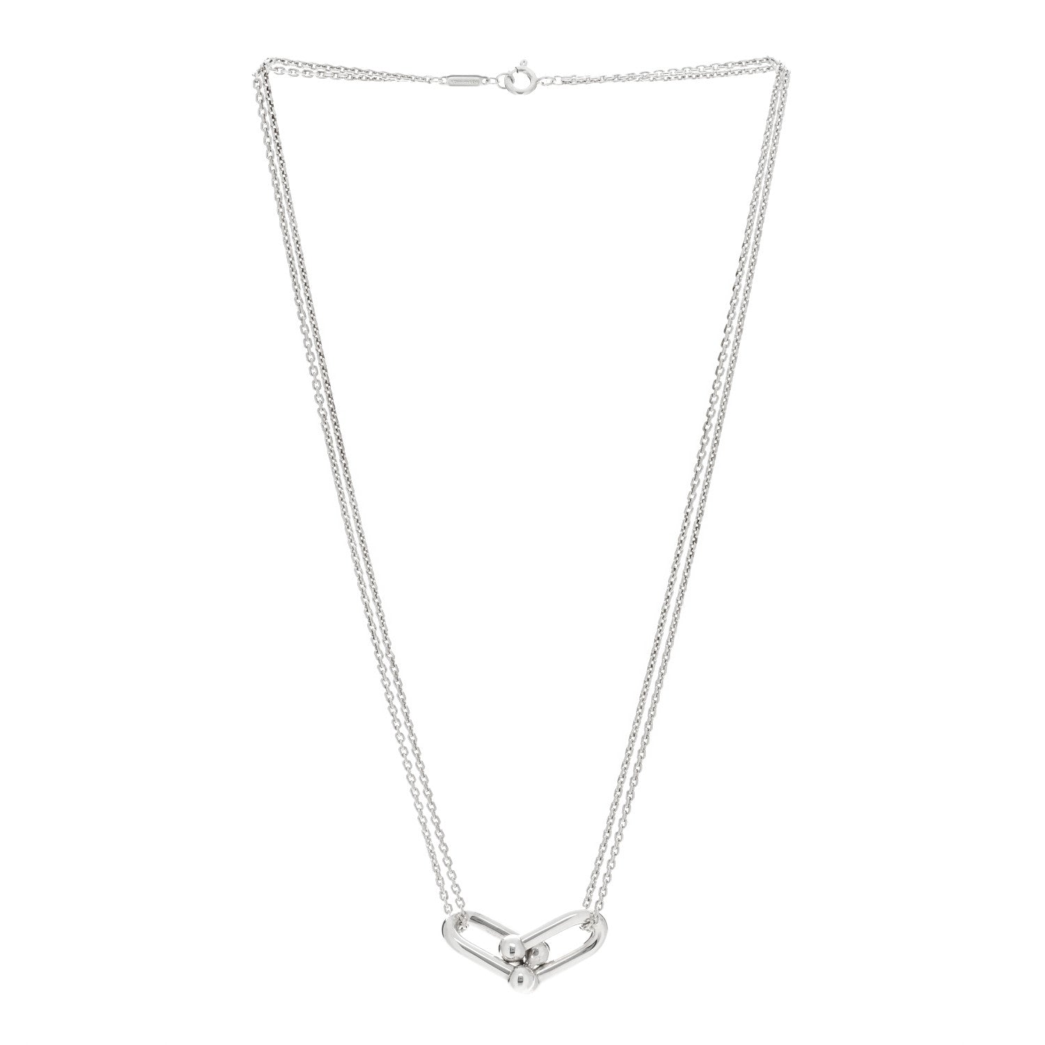 Tiffany Sterling Silver Double HardWear Link Pendant Necklace 3 of 6