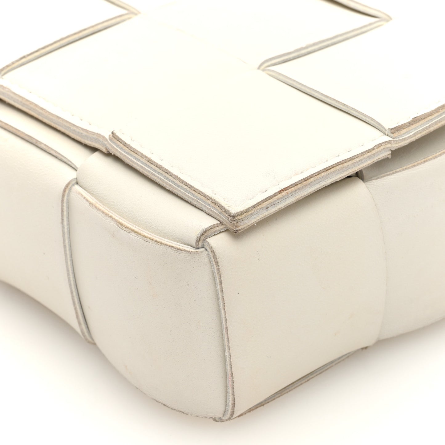 Lambskin Maxi Intrecciato Cassette Crossbody Bag White