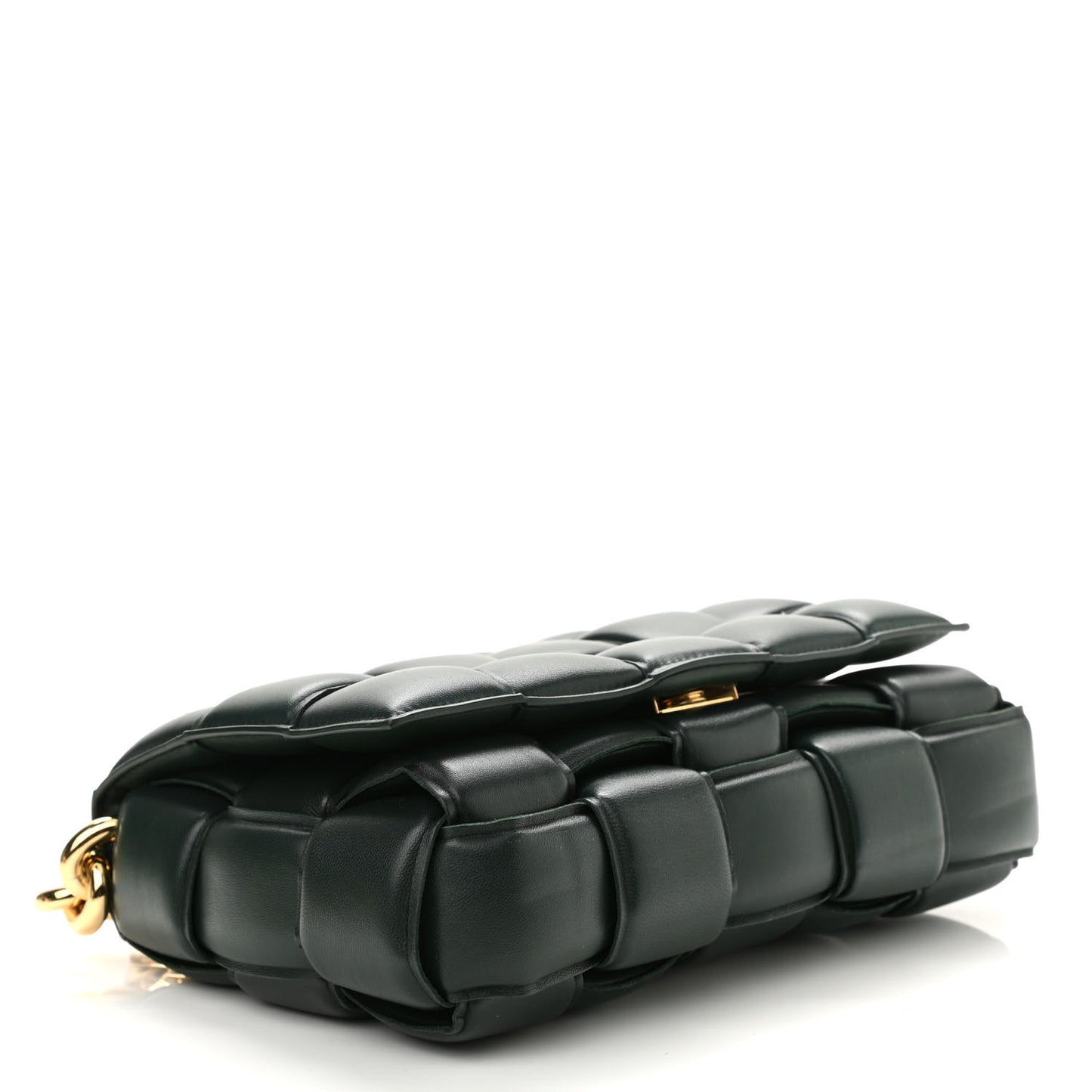 Lambskin Maxi Intreccio Padded Chain Cassette Crossbody Bag Raintree